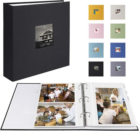 Photo Album 4x6 Photos Hold 200 or 5x7 Pictures Hold 100, 3 Ring Binder Photo Albums Linen Cover with 6-Tab Index Dividers Photo Book Acid Free Albums 4x6 5x7 for Family Wedding Baby (Black) in Saudi Arabia