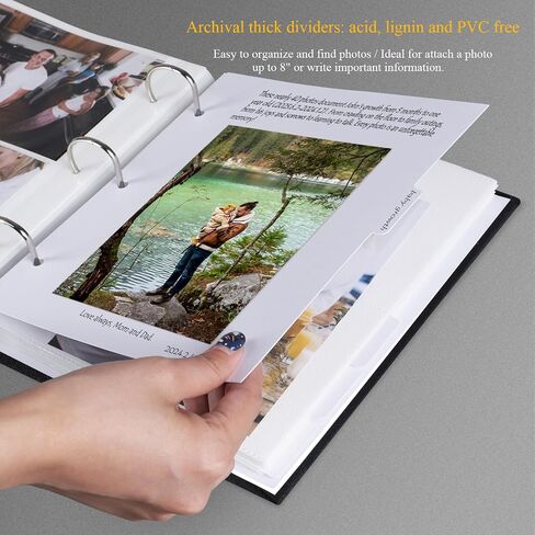 Photo Album 4x6 Photos Hold 200 or 5x7 Pictures Hold 100, 3 Ring Binder Photo Albums Linen Cover with 6-Tab Index Dividers Photo Book Acid Free Albums 4x6 5x7 for Family Wedding Baby (Black) in Saudi Arabia