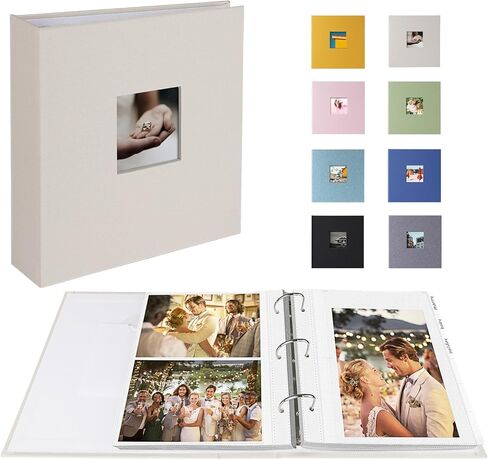 Photo Album 4x6 Photos Hold 200 or 5x7 Pictures Hold 100, 3 Ring Binder Photo Albums Linen Cover with 6-Tab Index Dividers Photo Book Acid Free Albums 4x6 5x7 for Family Wedding Baby (Black) in Kuwait
