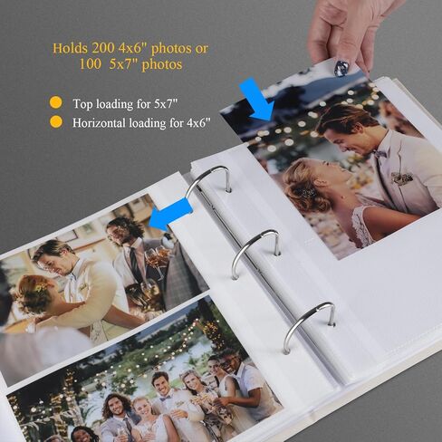 Photo Album 4x6 Photos Hold 200 or 5x7 Pictures Hold 100, 3 Ring Binder Photo Albums Linen Cover with 6-Tab Index Dividers Photo Book Acid Free Albums 4x6 5x7 for Family Wedding Baby (Black) in Kuwait