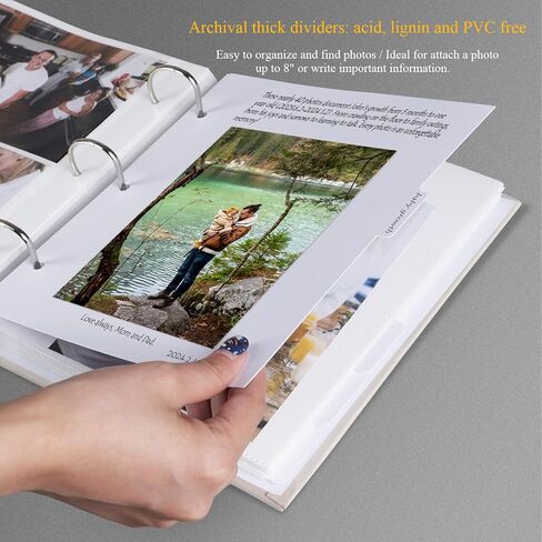 Photo Album 4x6 Photos Hold 200 or 5x7 Pictures Hold 100, 3 Ring Binder Photo Albums Linen Cover with 6-Tab Index Dividers Photo Book Acid Free Albums 4x6 5x7 for Family Wedding Baby (Black) in Kuwait