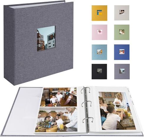 Photo Album 4x6 Photos Hold 200 or 5x7 Pictures Hold 100, 3 Ring Binder Photo Albums Linen Cover with 6-Tab Index Dividers Photo Book Acid Free Albums 4x6 5x7 for Family Wedding Baby (Black) in Saudi Arabia