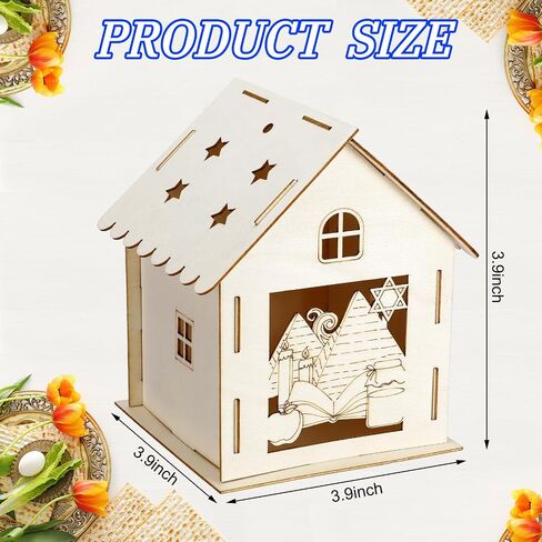 Yousoontic 9 Sets Passover Wooden House 3D Passover Wooden House Craft Kit with 12 Watercolor Pens Happy Passover Decor for Table Kids Adults DIY Art Crafts Paint Supplies in Saudi Arabia