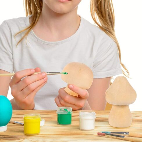9 Pcs Doodle White Mushroom Wooden Mushroom to Paint Mushroom Things Wooden Mushroom Natural Wood People Toys Wooden Peg Toy for Kids Kid Graffiti Toy Set Child Miniature in Saudi Arabia