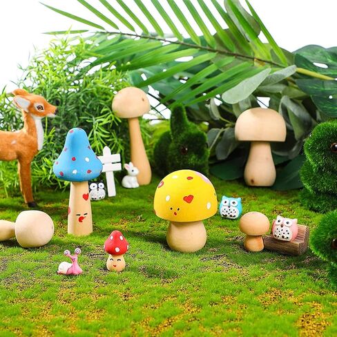 9 Pcs Doodle White Mushroom Wooden Mushroom to Paint Mushroom Things Wooden Mushroom Natural Wood People Toys Wooden Peg Toy for Kids Kid Graffiti Toy Set Child Miniature in Saudi Arabia