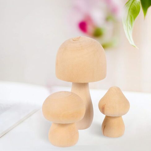 9 Pcs Doodle White Mushroom Wooden Mushroom to Paint Mushroom Things Wooden Mushroom Natural Wood People Toys Wooden Peg Toy for Kids Kid Graffiti Toy Set Child Miniature in Saudi Arabia