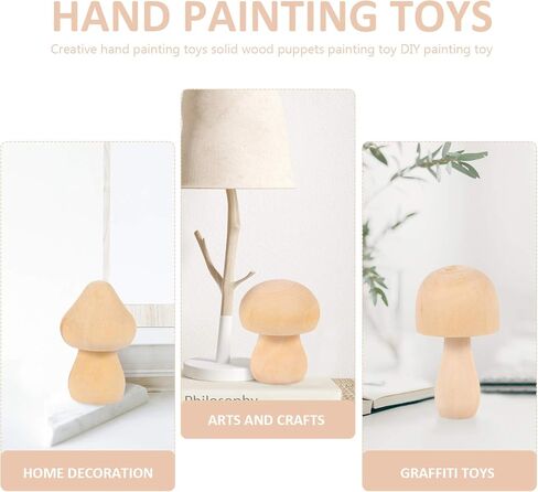 9 Pcs Doodle White Mushroom Wooden Mushroom to Paint Mushroom Things Wooden Mushroom Natural Wood People Toys Wooden Peg Toy for Kids Kid Graffiti Toy Set Child Miniature in Saudi Arabia