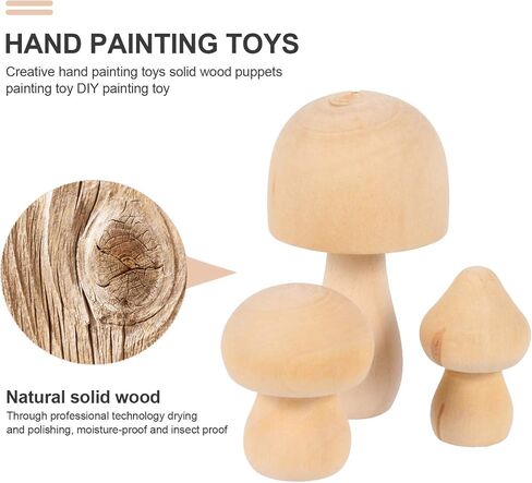 9 Pcs Doodle White Mushroom Wooden Mushroom to Paint Mushroom Things Wooden Mushroom Natural Wood People Toys Wooden Peg Toy for Kids Kid Graffiti Toy Set Child Miniature in Saudi Arabia