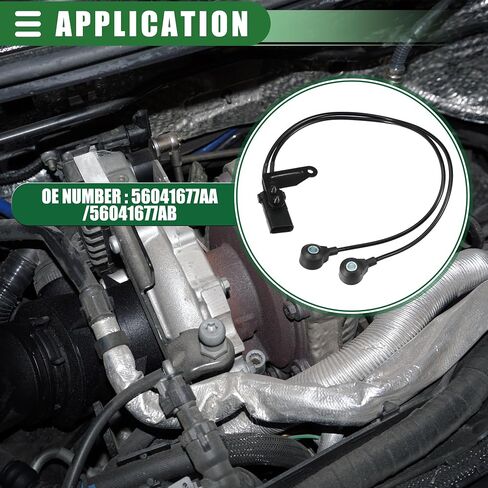 Motoforti Car Engine Ignition Knock Sensor, Detonation Sensor, for Jeep Grand Cherokee 4.7L 2001-2007, Metal Plastic, No.56041677AA/56041677AB, Black in Saudi Arabia