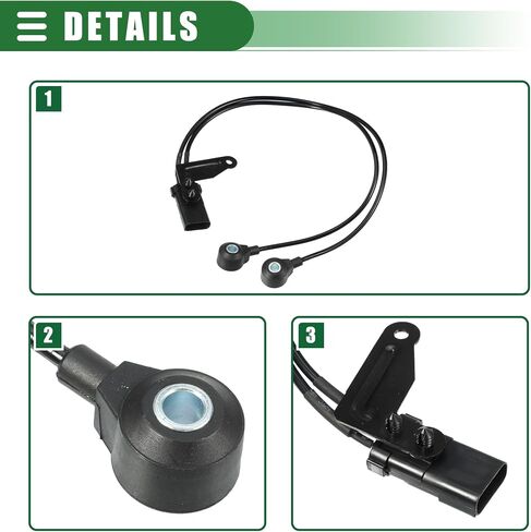 Motoforti Car Engine Ignition Knock Sensor, Detonation Sensor, for Jeep Grand Cherokee 4.7L 2001-2007, Metal Plastic, No.56041677AA/56041677AB, Black in Saudi Arabia