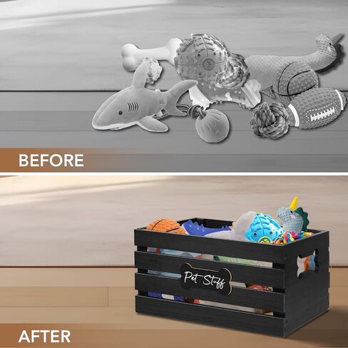 Dog Toy Box Pet Toy Baskets, Wood Dog Toy Bin Storage, Cat and Puppy Toy Bin Organizer, Pet Toy Storage Basket for Leash, Food, Accessories, Treat, Toy Basket for Dog in Saudi Arabia