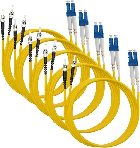 LC to ST Fiber Patch Cable, 3M (9.84ft) Single Mode Duplex Fiber Jumper 9/125um OS1 LSZH - LC ST Singlemode Duplex Fiber Patch Cords (3M - 5 Pack) in Saudi Arabia