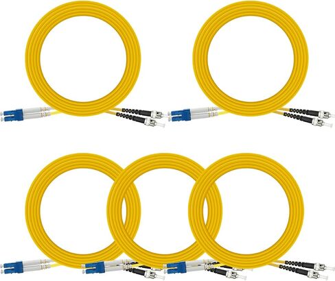 LC to ST Fiber Patch Cable, 3M (9.84ft) Single Mode Duplex Fiber Jumper 9/125um OS1 LSZH - LC ST Singlemode Duplex Fiber Patch Cords (3M - 5 Pack) in Saudi Arabia
