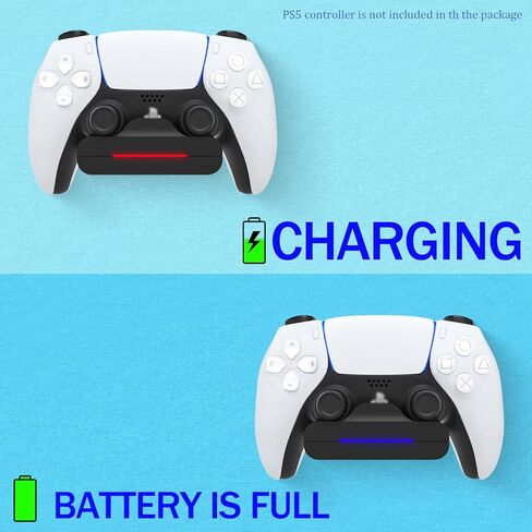 REEYEAR 2 حزمة PS5 تحكم جدار جبل شاحن قاعدة، حامل محطة شحن يناسب منتصف الليل الأسود PS5 وحدة تحكم لاسلكية مع مؤشرات LED كابل سرعة الشحن السريع، وتوفير المساحة in Kuwait
