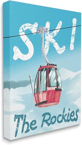 Stupell Industries Ski Trolly The Rocky Mountains Winter Blue، صمم بواسطة Ziwei LI Canvas Wall Art، 36 × 48 in Kuwait