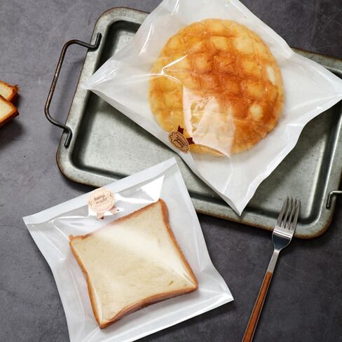 100 Pcs White Kraft Bread Bag Bakery Bags with Window,Toast bag Toast Paper Bag ，Packaging Paper Bag,Kraft Bread Bag with Front Window,With Label Seal Sticker (7.5 * 7.9 Inch) in Saudi Arabia