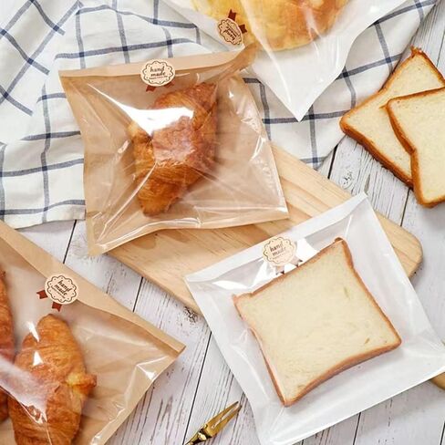 100 Pcs White Kraft Bread Bag Bakery Bags with Window,Toast bag Toast Paper Bag ，Packaging Paper Bag,Kraft Bread Bag with Front Window,With Label Seal Sticker (7.5 * 7.9 Inch) in Saudi Arabia