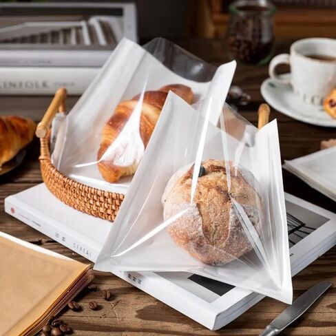 100 Pcs White Kraft Bread Bag Bakery Bags with Window,Toast bag Toast Paper Bag ，Packaging Paper Bag,Kraft Bread Bag with Front Window,With Label Seal Sticker (7.5 * 7.9 Inch) in Saudi Arabia