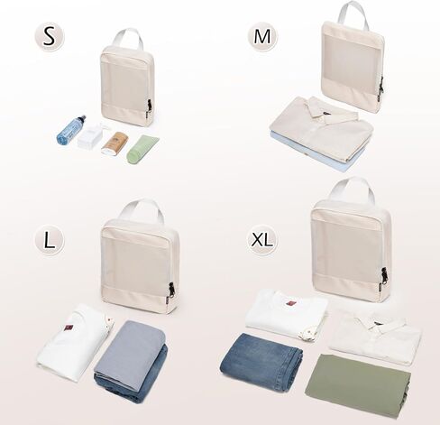 4 Set See Through Packing Cubes for Travel, Travel Essentials bags for Carry on, Light Suitcase Bags Luggage Packing Organizer (Beige) in Saudi Arabia