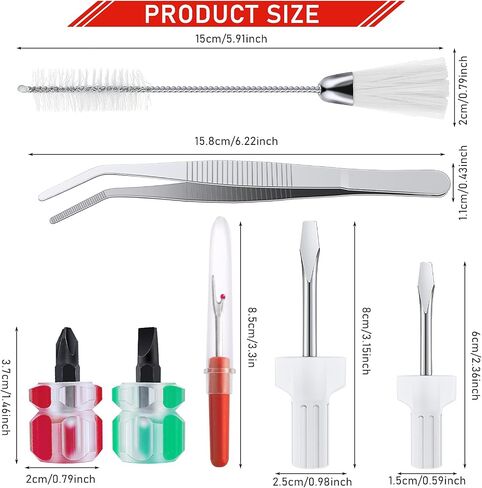 8Pcs Sewing Machine Cleaning Kit Sewing Machine Repair Tools and Gadgets, Include Tweezer Double Headed Lint Brush Different Size Screwdrivers and Seam Rippers in Saudi Arabia