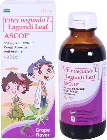 Ascof Forte Lagundi Leaf Syrup Cough Remedy for Kids, Grape Flavor, 120ml in Saudi Arabia