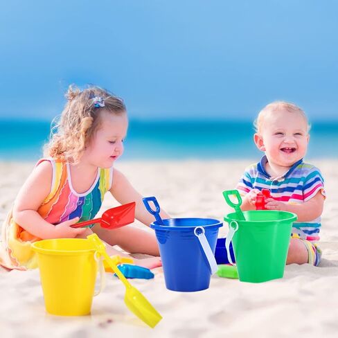 Woanger Set of 36 Beach Pails Sand Buckets and Sand Shovels Set, 5 Inch Sand Bucket Play Set Colorful Plastic Beach Buckets Sand Castle Kit for Boys and Girls Birthday Party Favor in Saudi Arabia