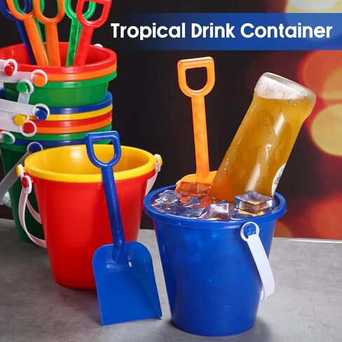 Woanger Set of 36 Beach Pails Sand Buckets and Sand Shovels Set, 5 Inch Sand Bucket Play Set Colorful Plastic Beach Buckets Sand Castle Kit for Boys and Girls Birthday Party Favor in Saudi Arabia