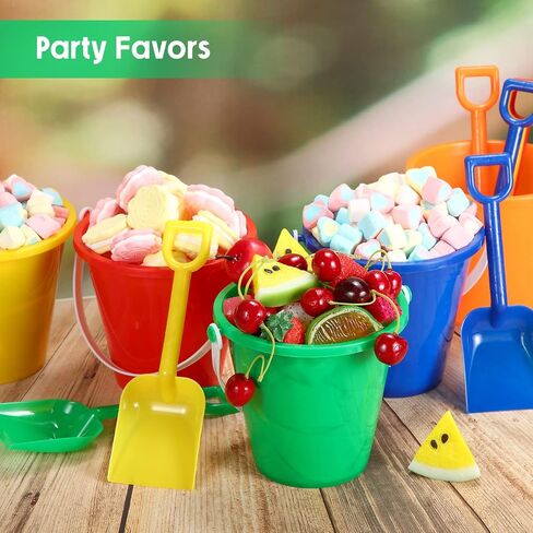 Woanger Set of 36 Beach Pails Sand Buckets and Sand Shovels Set, 5 Inch Sand Bucket Play Set Colorful Plastic Beach Buckets Sand Castle Kit for Boys and Girls Birthday Party Favor in Saudi Arabia