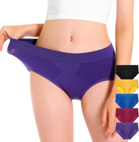 OLIKEME Womens Breathable Underwear Stretch Sport Moisture Wicking Underwear Full Coverage Hipster Panties for Women 5 Pack in Kuwait