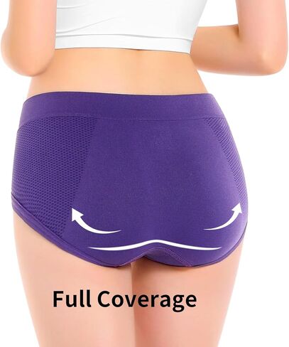 OLIKEME Womens Breathable Underwear Stretch Sport Moisture Wicking Underwear Full Coverage Hipster Panties for Women 5 Pack in Kuwait