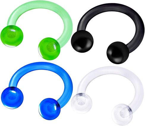 4Pcs Flexible 16 gauge 5/16 8mm circular barbell earrings Piercing Jewelry Daith Septum Rook Lip Nose 3mm acrylic ball M1839 in Saudi Arabia