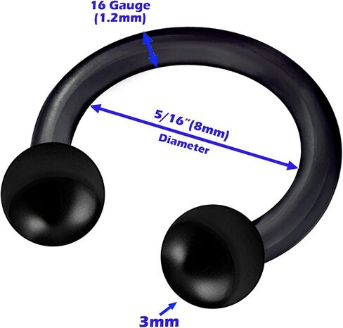 4Pcs Flexible 16 gauge 5/16 8mm circular barbell earrings Piercing Jewelry Daith Septum Rook Lip Nose 3mm acrylic ball M1839 in Saudi Arabia