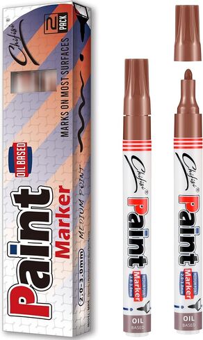 2 Pack Brown Permanent Paint pens,Never Fade Paint Pens,Medium Tip Quick Dry And Waterproof Permanent Oil-Based Paint Marker Pens For Rock,Glass,Plastic,Wood,Metal,Fabric,DIY Craft in Saudi Arabia