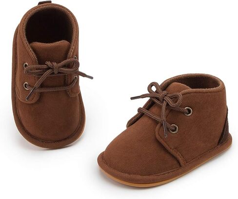 HsdsBebe Baby Boots Cotton Anti Slip Soft Rubber Sole Infant Boys Girls Ankle Sneakers Newborn Unisex First Walker Prewalker Shoes(Z141 Dark Brown,1) in Saudi Arabia