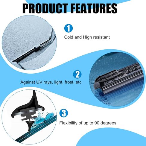 Car Windshield Wiper Blade Refills, Front Frameless Silicone Strips, 32inch Adjustable Size, DIY Pack of 4, Universal for Car Truck SUV Van in Kuwait