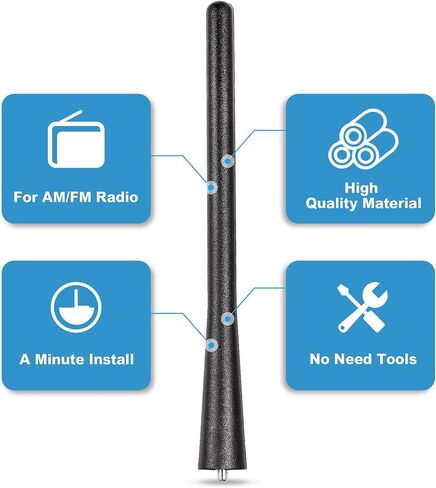 Anina 7 Inch Car Antenna Mast for 2004-2012 Mazda 3 Mazda 5 Mazda 6 CX-7 AM/FM Radio Rubber Antenna Car Wash Proof (Black) in Saudi Arabia