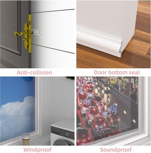 Window Draft Stopper Sweep, Window Door Weather Stripping Strip,Self Adhesive Foam Weather Stripping,Door Sweep for Window and Door Insulation Soundproofing (17Feet, White) in Saudi Arabia