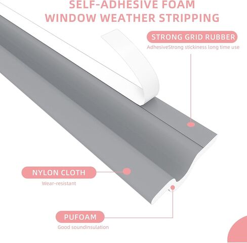 ممسحة سدادة النافذة، شريط تجريد الطقس لباب النافذة، شريط تجريد الطقس الرغوي ذاتي اللصق، ممسحة الباب لعزل النوافذ والأبواب (120 بوصة، أبيض) in Kuwait