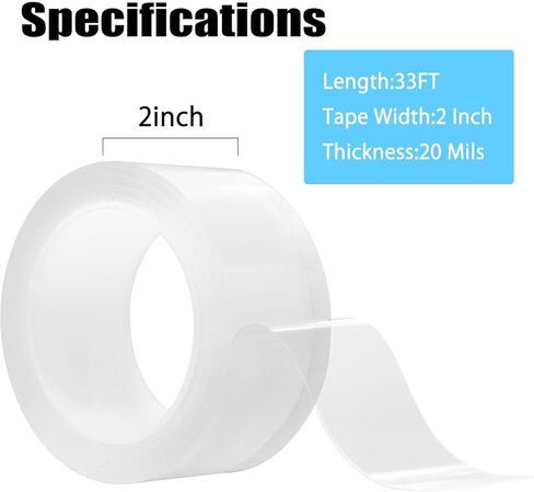 Weather Stripping Sealing Tape Clear Windows Insulation Tape for Doors Draft Isolation Gaps Adhesive Nano Tape Residue-Free (2 in x 33FT) in Saudi Arabia