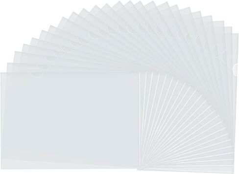 Bememo 24 Pack Clear Document Folder Plastic Project Pockets L Type Transparent Folder A4 Letter Size Jacket Sleeve Folders for School Office in Saudi Arabia