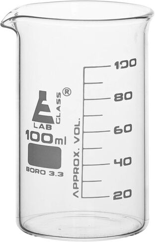 كوب EISCO، 100 مل - طويل القامة مع فوهة - أبيض، 10 مل تخرج - زجاج بوروسيليكات 3.3 in Kuwait