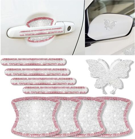 Car Door Handle Scratch Protector Bling Door Handle Sticker for Car, Car Door Handle Decor Bling Car Accessories for Women in Saudi Arabia