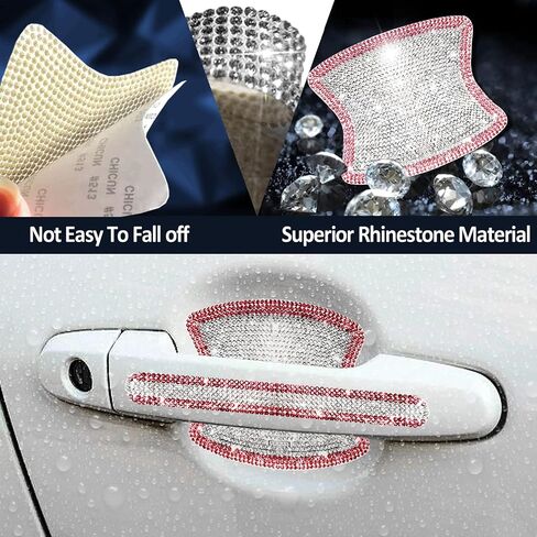 Car Door Handle Scratch Protector Bling Door Handle Sticker for Car, Car Door Handle Decor Bling Car Accessories for Women in Saudi Arabia