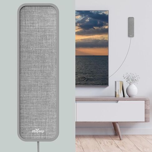 Mohu Vibe Amplified - هوائي تلفزيون داخلي مدمج، نطاق 50 ميل، مضخم Jolt Switch، UHF VHF، متعدد الاتجاهات، 4K UHD، تلفزيون NEXTGEN - مع 12 قدمًا. كابل in Kuwait