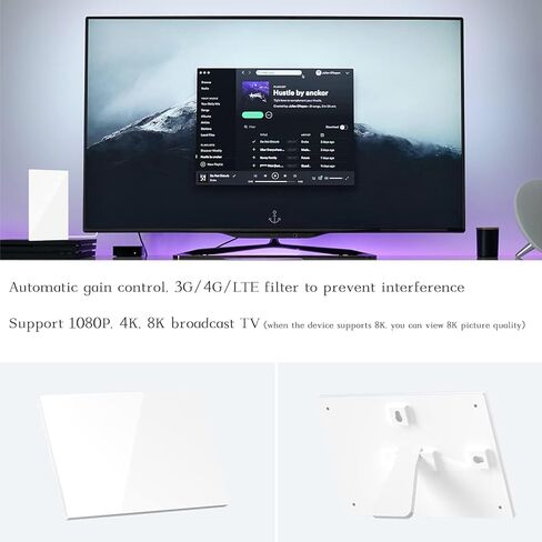 هوائي التلفزيون - أحدث هوائي تلفزيون رقمي 4K لعام 2024، نطاق يزيد عن 550 ميلًا داخليًا/خارجيًا - يدعم عصا تلفزيون Fire 4K 1080P وجميع أجهزة التلفزيون الأقدم - معزز إشارة مكبر الصوت - كابل HDTV محوري بطول 15 قدمًا / محول تيار متردد DA1 in Kuwait