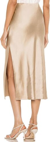 Womens Satin Silk Maxi Skirts Drawstring Flared Casual A-Line Long Skirt for Women in Saudi Arabia