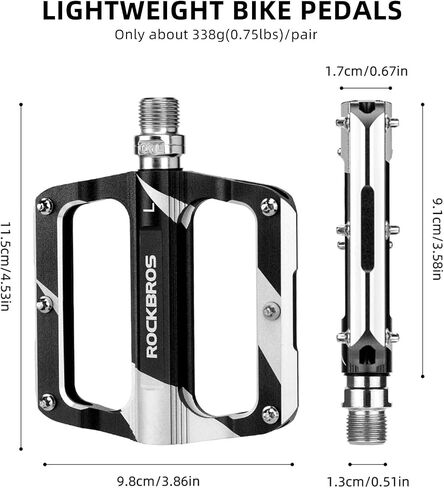 Rock BROS Mountain Bike Pedals Flat Bicycle MTB Pedals 9/16 Lightweight Road Bike Pedals Carbon Fiber Sealed Bearing Alloy Flat Pedals 1 Pair in Saudi Arabia