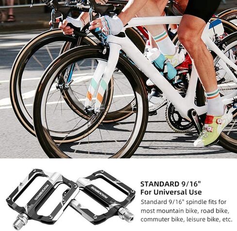 Rock BROS Mountain Bike Pedals Flat Bicycle MTB Pedals 9/16 Lightweight Road Bike Pedals Carbon Fiber Sealed Bearing Alloy Flat Pedals 1 Pair in Saudi Arabia