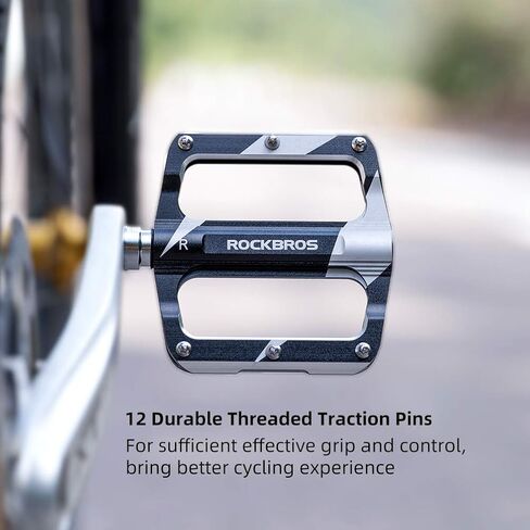 Rock BROS Mountain Bike Pedals Flat Bicycle MTB Pedals 9/16 Lightweight Road Bike Pedals Carbon Fiber Sealed Bearing Alloy Flat Pedals 1 Pair in Saudi Arabia