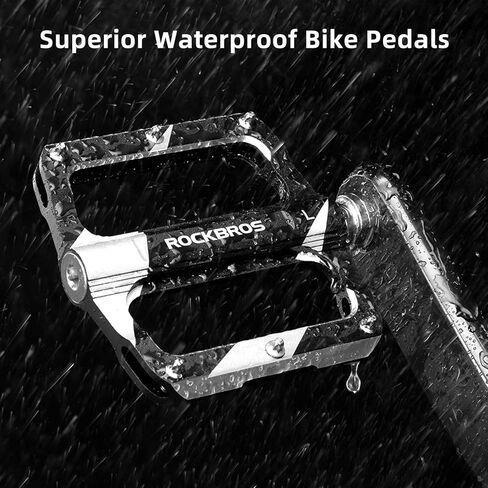 Rock BROS Mountain Bike Pedals Flat Bicycle MTB Pedals 9/16 Lightweight Road Bike Pedals Carbon Fiber Sealed Bearing Alloy Flat Pedals 1 Pair in Saudi Arabia